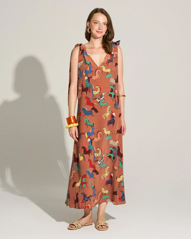 Equine Harmony Maxi Satin Dress