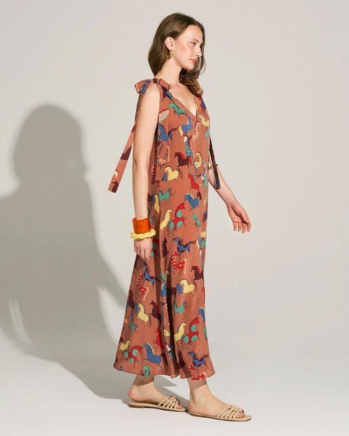 Equine Harmony Maxi Satin Dress