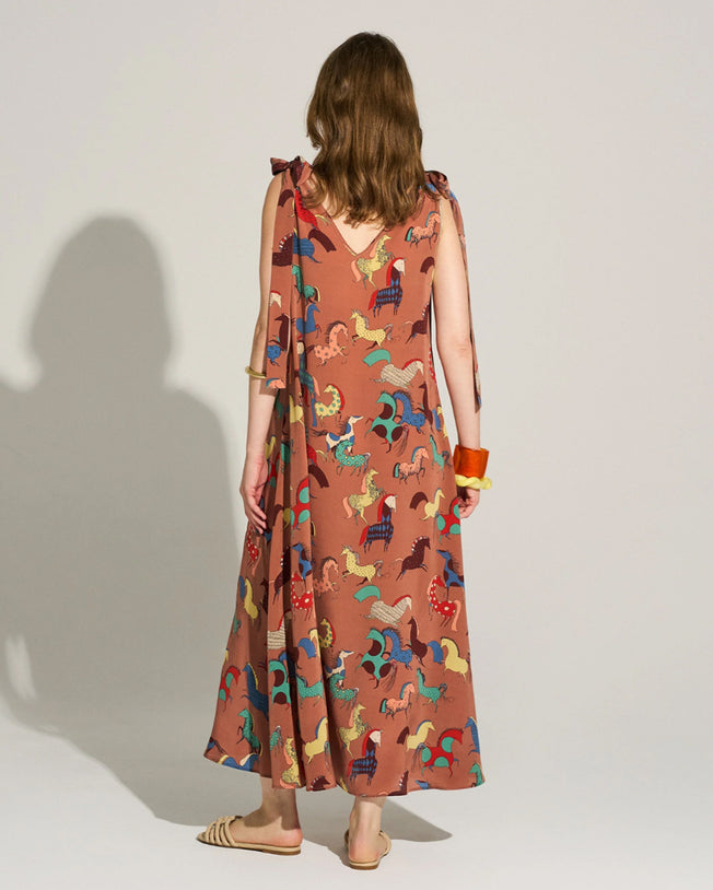 Equine Harmony Maxi Satin Dress