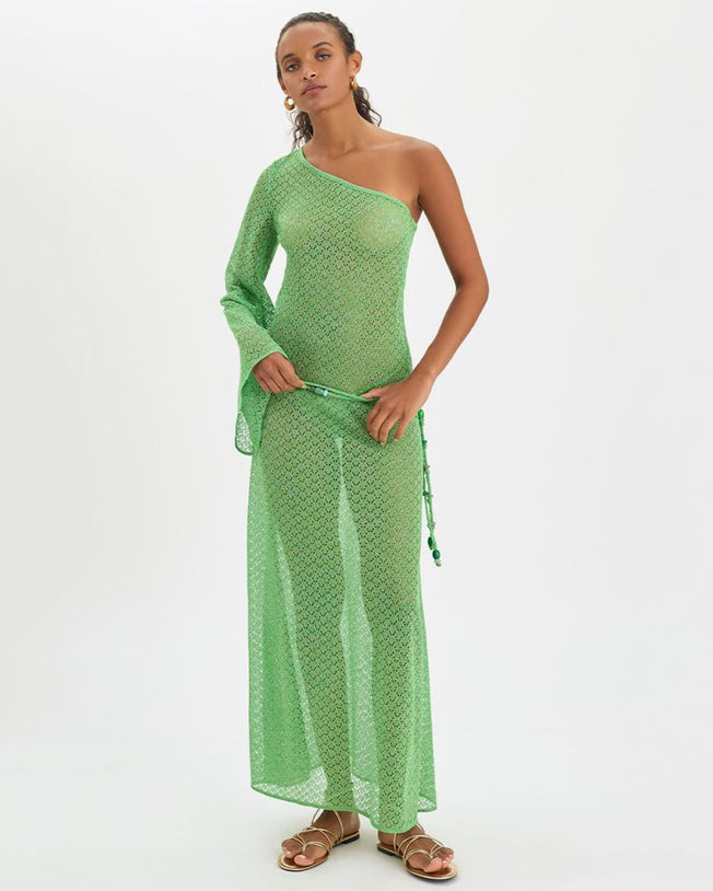 Erin Off Shoulder Maxi Dress with Belt Kiwi