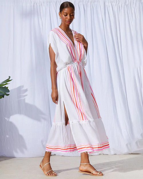 Eshe plunge neck dress-pink
