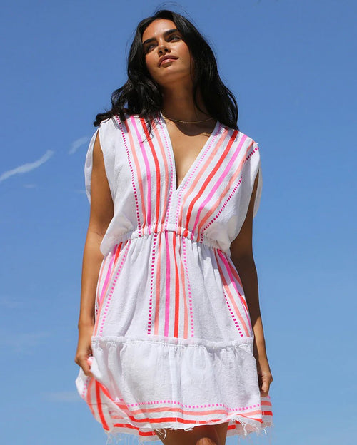 Eshe short plunge neck dress-pink