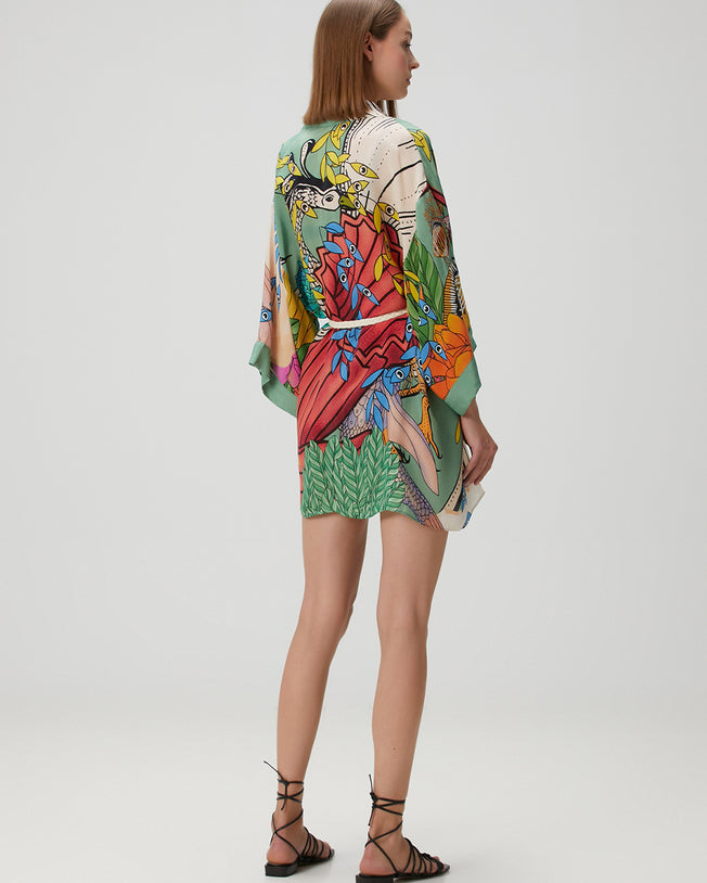 Eva Dali Green Short Kimono with Belt