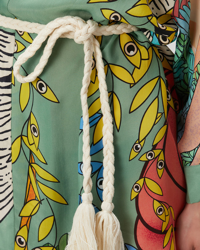 Eva Dali Green Short Kimono with Belt