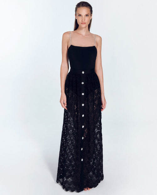 Flavy Crystal-Embellished Maxi Skirt Black