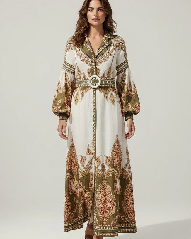 Florista Long Dress Olive Green