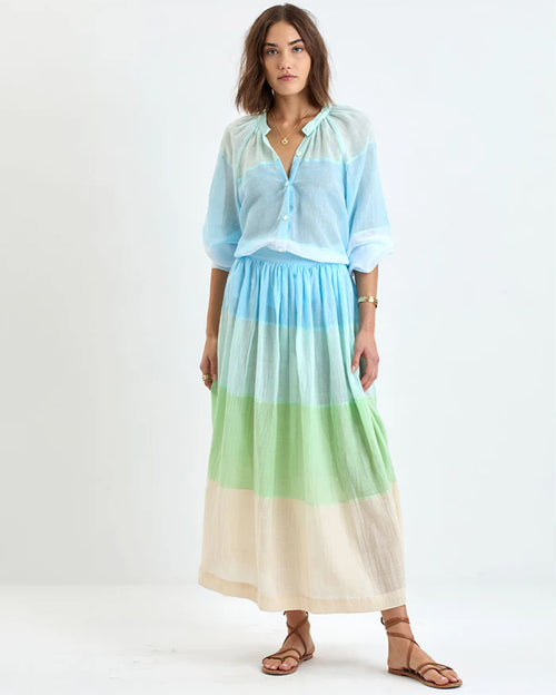 Mita Button Up Blouse and Freye Skirt Set Nefas Mint