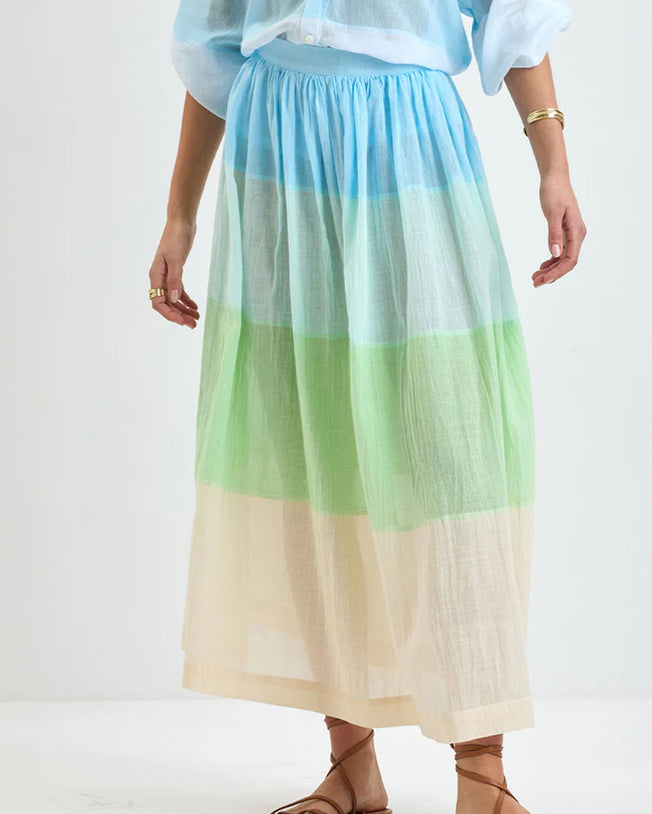 Mita Button Up Blouse and Freye Skirt Set Nefas Mint