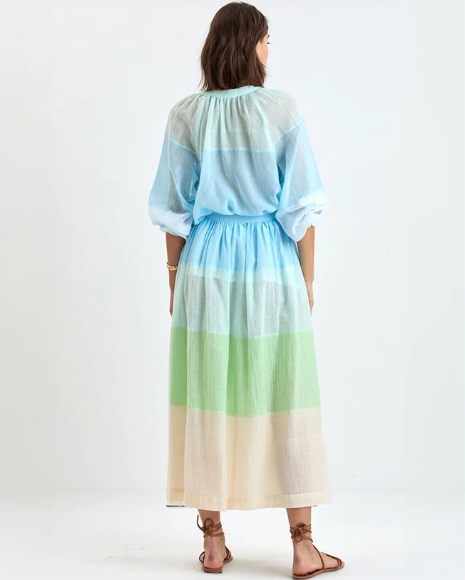 Mita Button Up Blouse and Freye Skirt Set Nefas Mint
