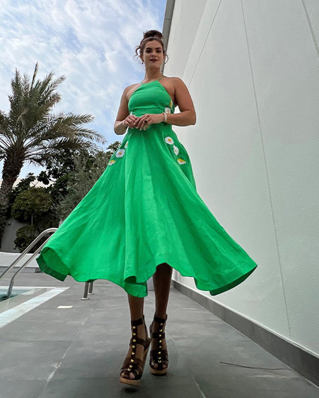 Fuse linen dress kelly green