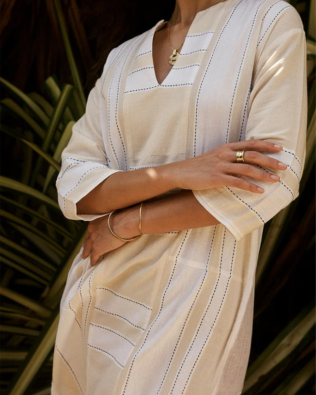 Fana Long Caftan Dress Debre Cream