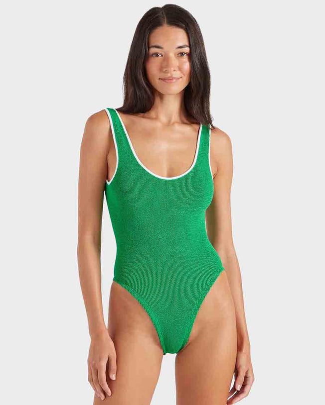 Faye Swimsuit Crinkle Emerald & White