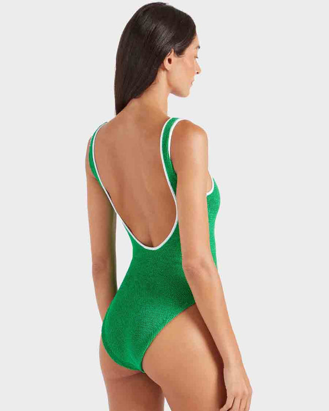 Faye Swimsuit Crinkle Emerald & White