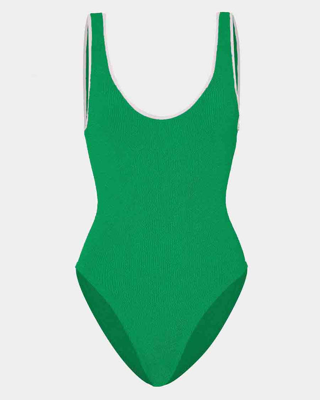 Faye Swimsuit Crinkle Emerald & White