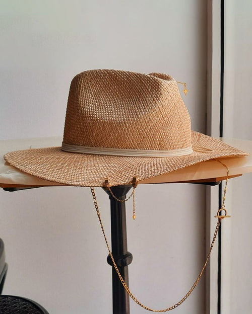 Fedora Double Ring Beige Panama Hat