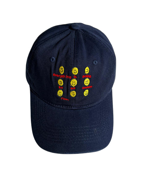 Cotton Cap With Embroidered Slogan - Everything Is Going Be So Fine with Smiley