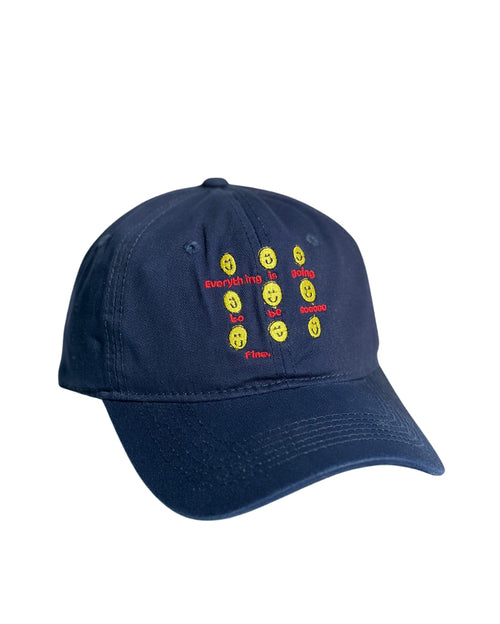 Cotton Cap With Embroidered Slogan - Everything Is Going Be So Fine with Smiley