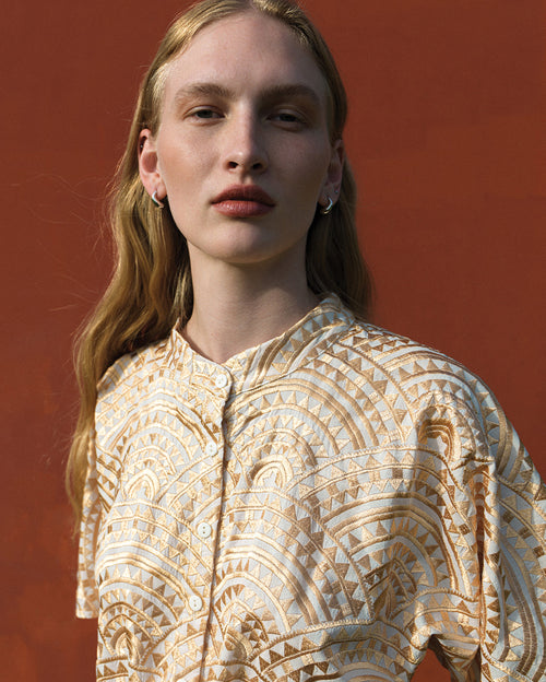 Embroidered Front Tie Shirt and Shorts Set
