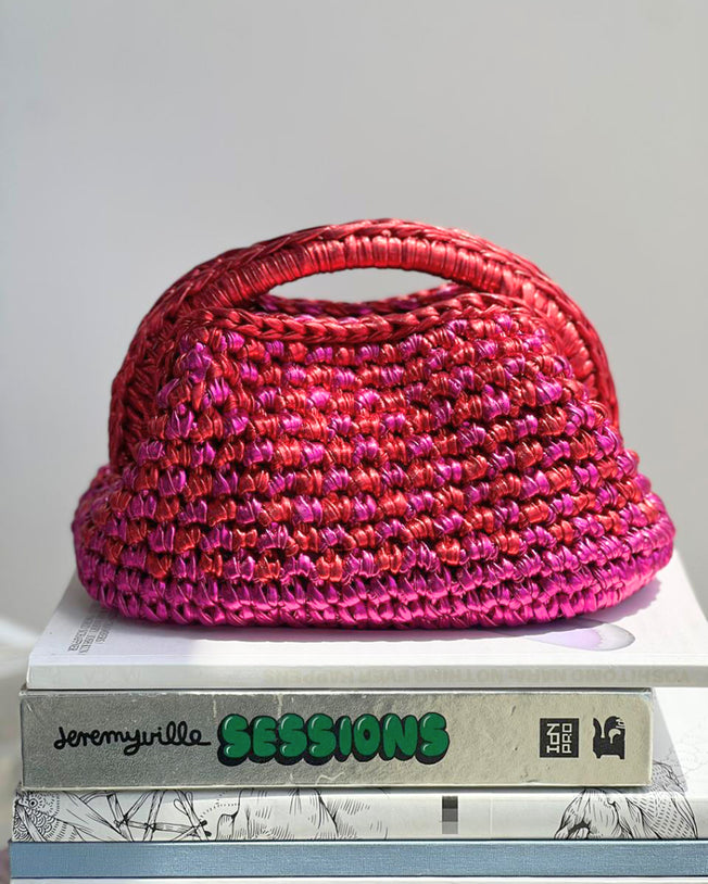 Duo-Color Red and Fuchsia Basket Bag