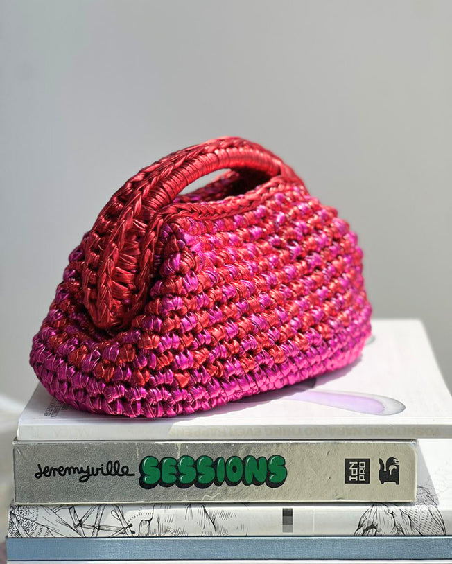 Duo-Color Red and Fuchsia Basket Bag