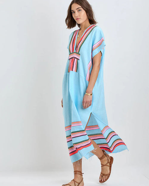 Gasira V-Neck Long Caftan Dress Poppy Sunset