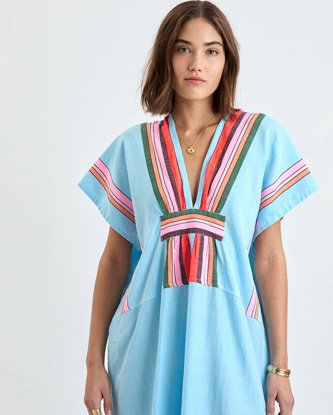 Gasira V-Neck Long Caftan Dress Poppy Sunset