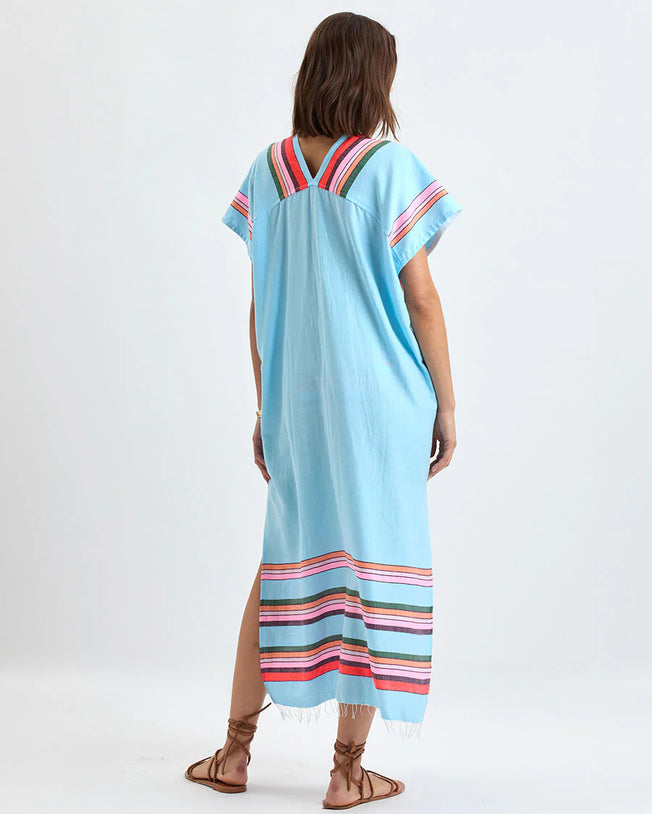 Gasira V-Neck Long Caftan Dress Poppy Sunset