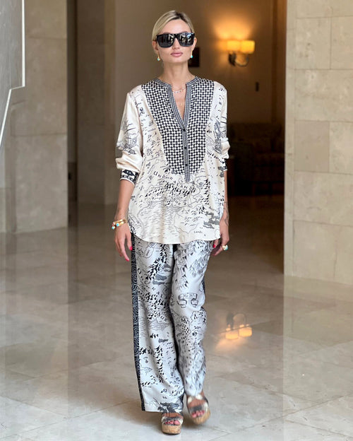 Gabriella shirt & straight leg pants voyage