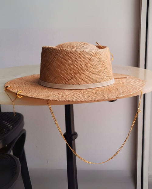 Gambler Double Ring Beige Panama Hat