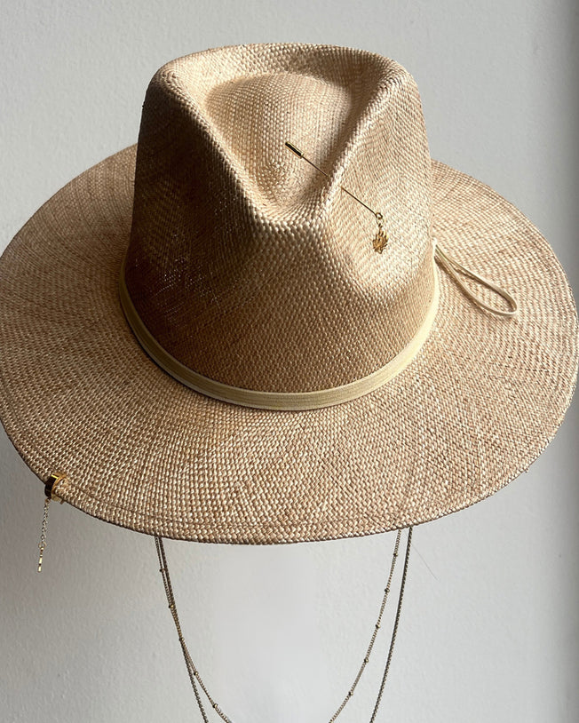 Gambler Double Ring Beige Panama Hat