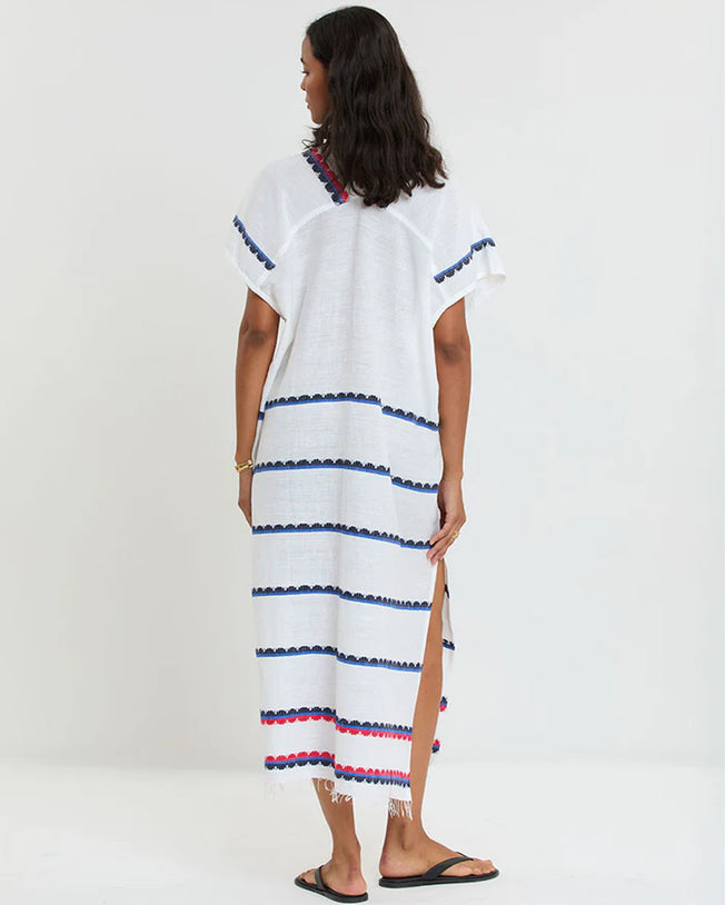 Gasira V-Neck Long Kaftan Dress in Kibebi Marine