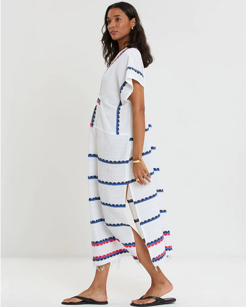 Gasira V-Neck Long Kaftan Dress in Kibebi Marine
