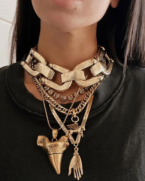 GILDED PHOENIX - 18K Gold Plated Brass Necklace with Swarovski Crystal Detail