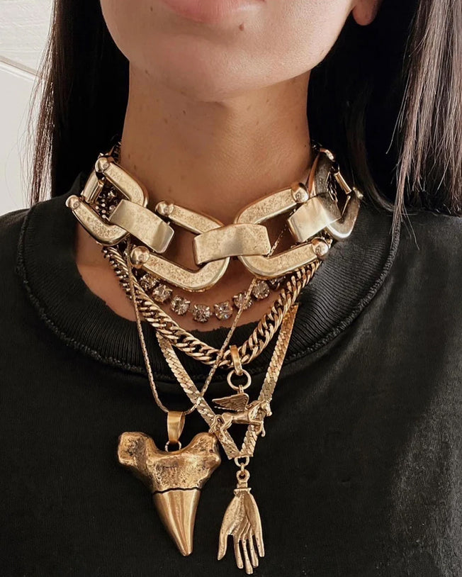 GILDED PHOENIX - 18K Gold Plated Brass Necklace with Swarovski Crystal Detail