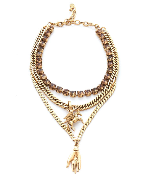 GILDED PHOENIX - 18K Gold Plated Brass Necklace with Swarovski Crystal Detail