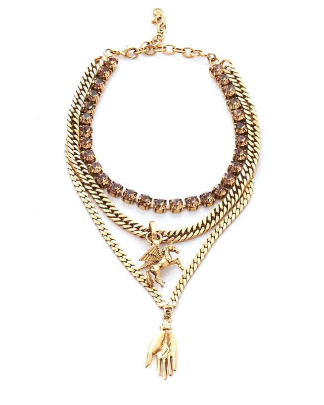 GILDED PHOENIX - 18K Gold Plated Brass Necklace with Swarovski Crystal Detail