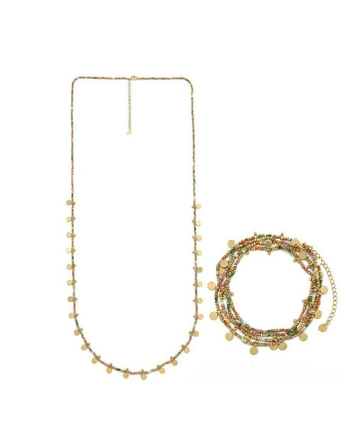 Gold-Plated Hematite Necklace Multi-Sequin Stones