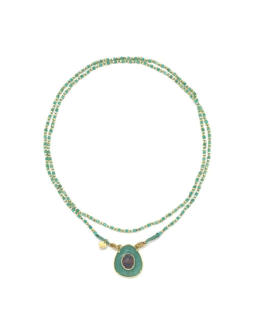 Gold-Plated Triangle Oval Fluorite Beaded Necklace