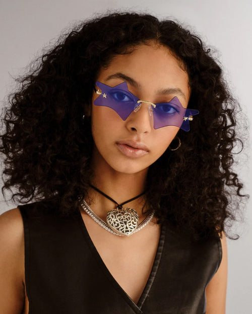 Le Specs 'TWINKLE' Gold Cobalt Mirror Sunglasses