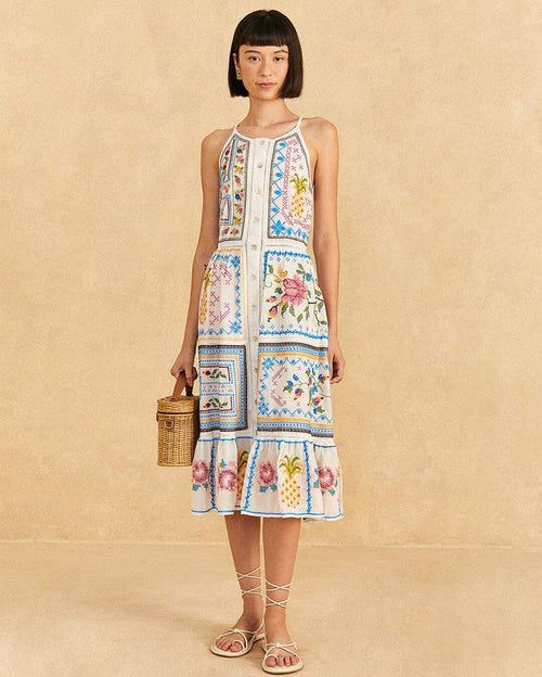 Grandma gift embroidered midi dress