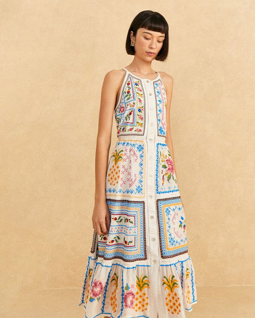 Grandma gift embroidered midi dress