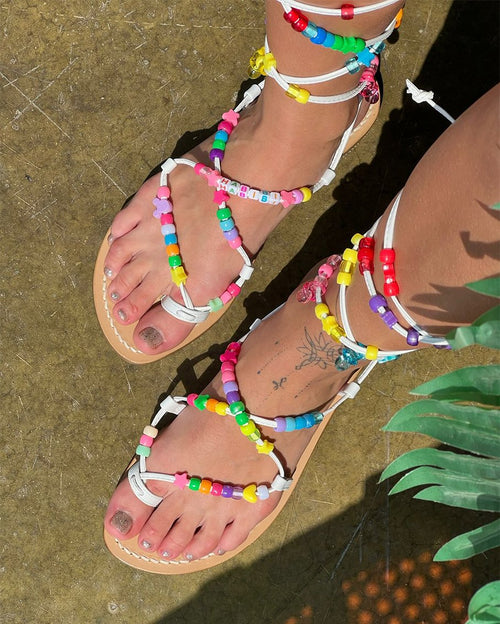 Habibi sandals white - multicolored