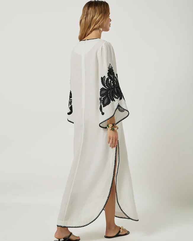 Hadiya Maxi Kaftan Vanilla with Black