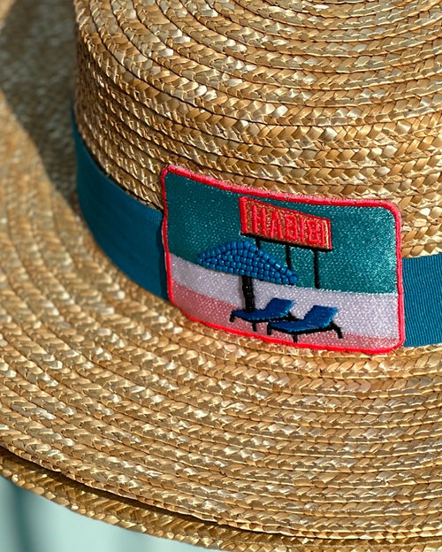 Habibi Post Card Hats with Sky Blue Ribbon