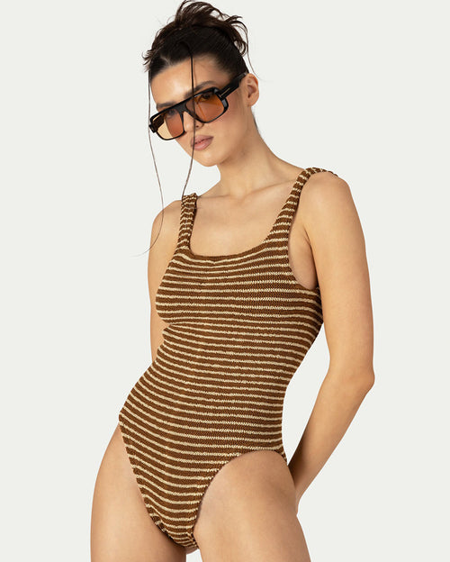 Hailey Moca with Sugar Stipe Swimsuit