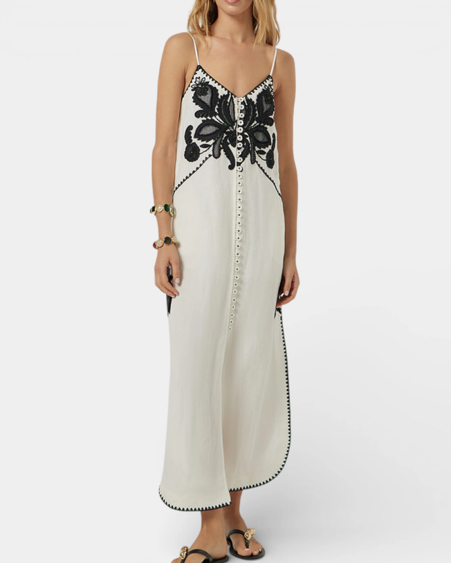 Halayna Maxi Dress Vanilla with Black