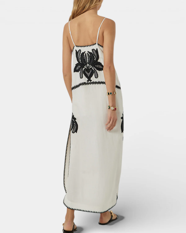 Halayna Maxi Dress Vanilla with Black