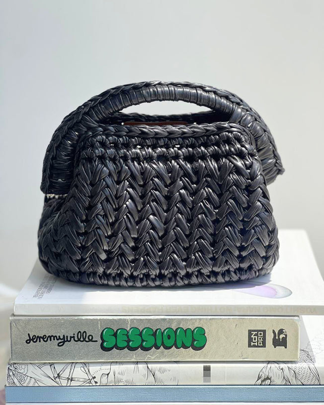 Half Moon Grand Galactica Metallic Rope Black Bag