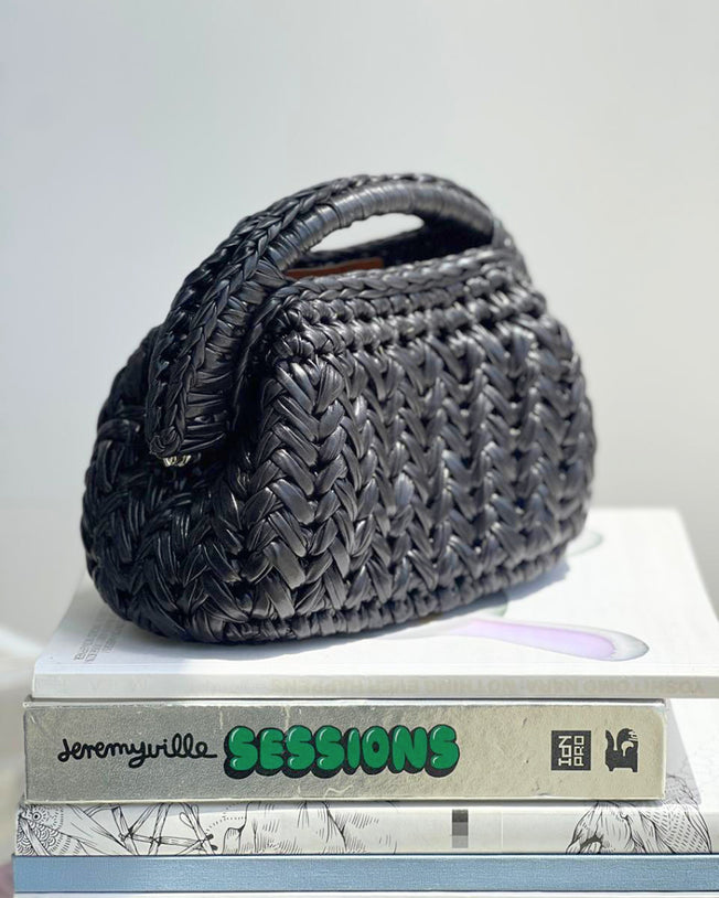 Half Moon Grand Galactica Metallic Rope Black Bag