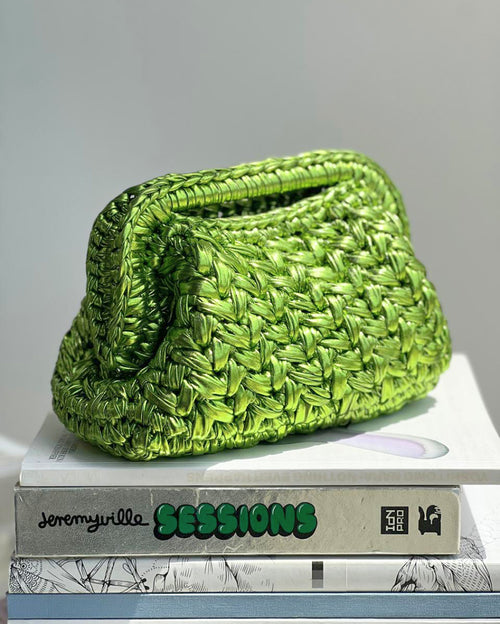 Grand Galactica Rectangular Open Handle Lime Green Clutch